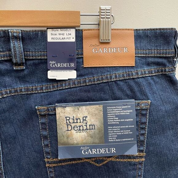 Atelier Gardeur Nigel Jeans Mens Size 42x34 Blue Regular Fit Ring Denim New - Picture 7 of 15